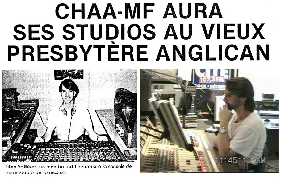 Allen CHAA 37 ans de radio, Rock-Détente, Astral, Cogeco Média. Allen: formateur à CHAA-MF et au travail dans les studios de Rock-Détente.